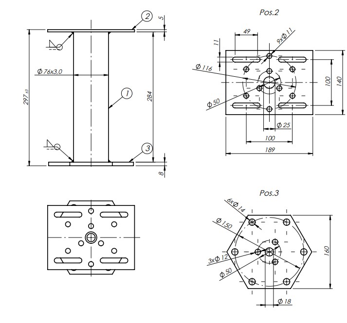 Rozmístnění otvorů PWC